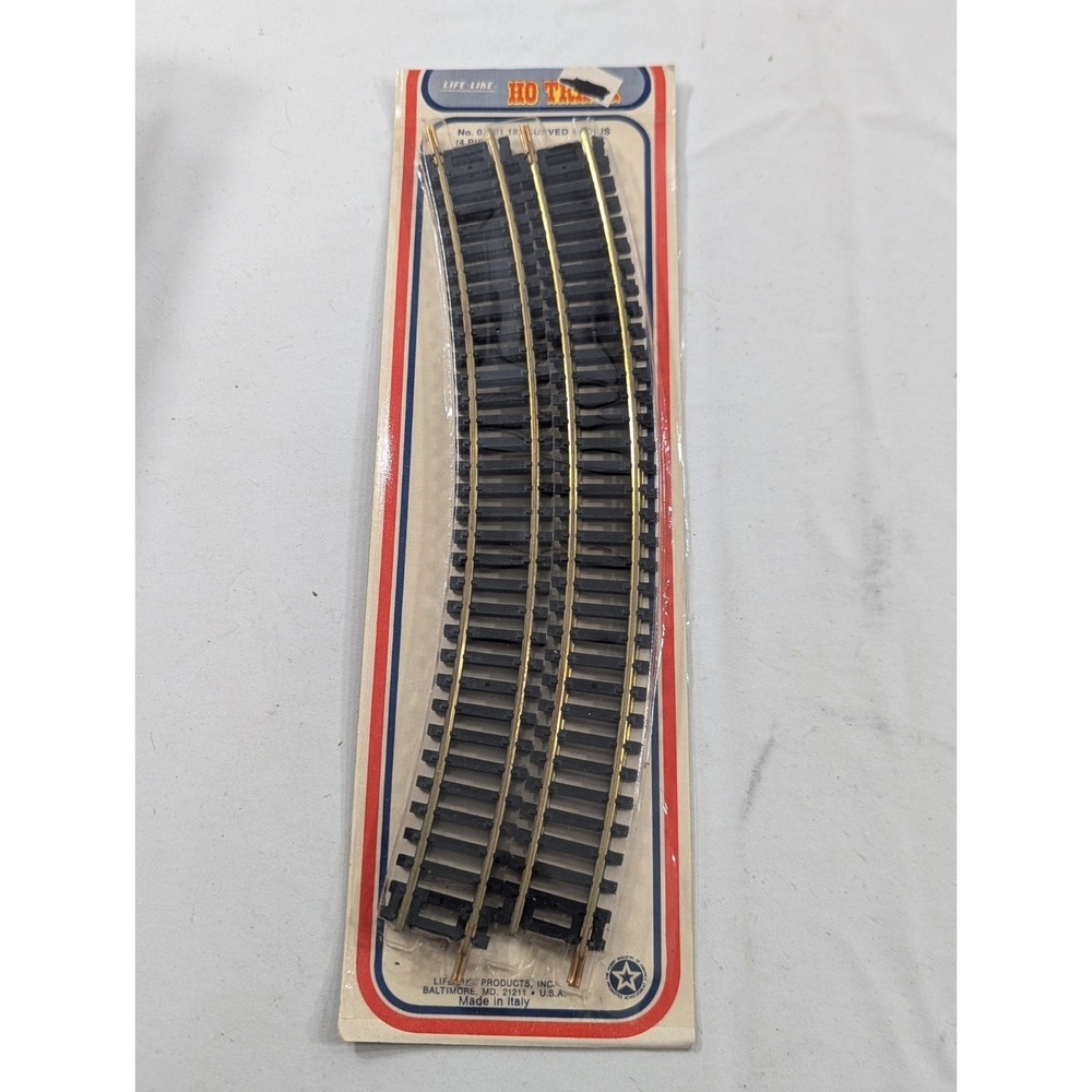 Life-Like HO Scale 9" Left Curve Track Section 4 Piece 08601 new old stock Italy